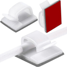 (White) 60 Pieces Mini Outdoor Cable Clips With Adhesive Tapes Light Clips Decoration Clips Self Adhesive Hooks Wire Holder