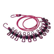 (rose red) Windproof Non-slip Clothesline Upgraded Retractable Portable Travel Clothesline