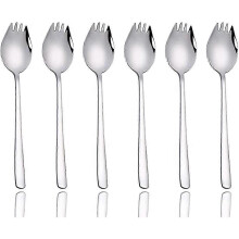 Outdoor Camping 304 Stainless Steel 2 in 1 Fork and Spoon 6 Pieces