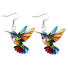 (earrings) Hummingbird Drop Earrings and Pendant Necklace Set, Elegant Acrylic Jewelry Suitable For Women_fosm
