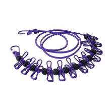 (Purple) Windproof Non-slip Clothesline Upgraded Retractable Portable Travel Clothesline