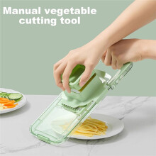 Picadora de Verduras, Trituradoras con Recipiente Transparente, Rallador de Alimentos Manual Multifuncional, Herramienta de Corte de Cocina