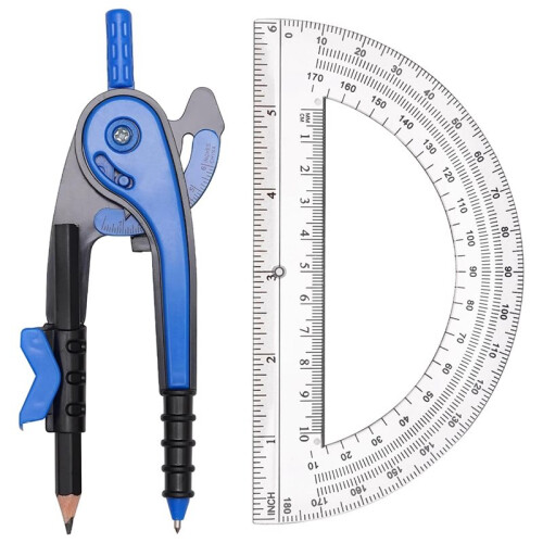Geometry Kit for Students: Compass & Protractor Set, Essential for Math and Drawing,Random Color 1