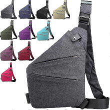 (Right Shoulder, Grey) Anti-Theft Crossbody Bag for Men Women, Travel Security Purse with RFID Protection & Waterproof Oxford Fabric