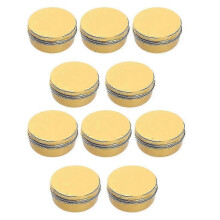 Set Of 10pcs Gold Color Aluminum Tin Jars, Empty Round Metal Cosmetic Containers Cans, Anti-rust Durable