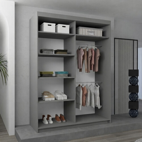 MN Furniture (180cm, Grey ) Eclipse Double Mirror Sliding Door Wardrobe 2