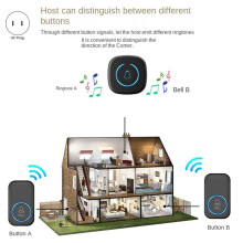 Draadloze Deurbel Intelligente Welkomstdeurbel 300M 60 Nummers Melodieën Slimme Deurbel voor Thuis Zwart US Stekker