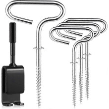 (5Pcs 1Set) Ice Anchor Drill Adapter, Ice Anchor Tool Kit Large Ice Fishing Shelter Anchors Auger with Threaded Pegs