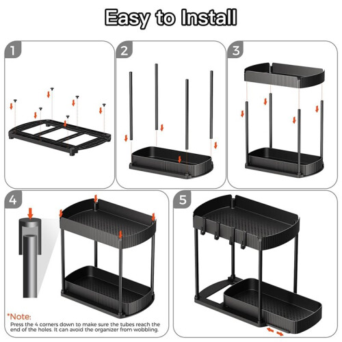 Multi-Purpose Pull-Out Storage Organizers for Bathroom & Kitchen, Under Sink Cabinet Storage, 12.8 Inches, 2 Pack 2