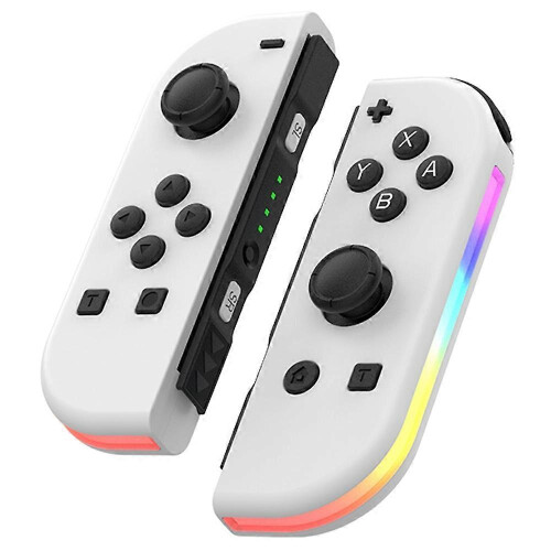 (Style White White, Multicolor) HW JOY-02 1 Pair Wireless Controller for Nintendo Switch Game Console Bluetooth Game Handle with RGB