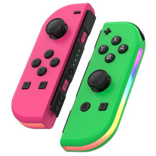 (Style Rose Green, Multicolor) HW JOY-02 1 Pair Wireless Controller for Nintendo Switch Game Console Bluetooth Game Handle with RGB