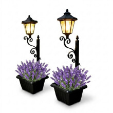 2Pack Solar Lamp Post Light with Planter Outdoor Waterproof Garden Path Decor