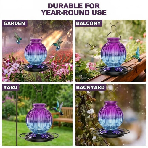 Glass  Feeder for Outdoors Hanging Bird Water Feeder with Perch 2