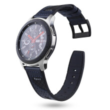 (Style A Universal, Dark blue) 22mm Carbon Fiber Leather Coated Silicone Watch Strap for Huawei Watch GT2/Galaxy Watch 46mm etc.