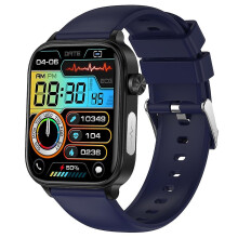 (Blue, Multicolor) ET570 1.96" Smart Watch Bluetooth Call ECG Heart Rate Fitness Tracker with Silicone Strap - Bei