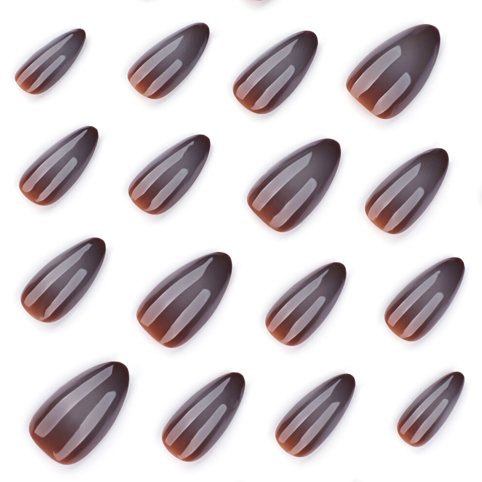 Creation-3C 24Pcs Gray Ombre Almond False Nails