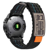 (Style Black, Multicolor) HW For Garmin Fenix 7 Fenix 7 Pro Nylon Sport Band QuickFit 22mm Adjustable Replacement Strap - Grey