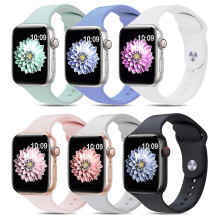 (Style H Apple Watch Series 9 4, Multicolor) For Apple Watch 8/7 41mm/SE/6/5/4 40mm/ 3/2/1 38mm AW 6pcs Adjustable Silicone Smart Watch Bands