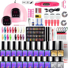 (ZH158-2US) Complete Nail Art Kit with Gel Polish UV Light Set for Beginners Home Use Salon Professional Portable Nail Tool Set