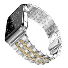 (Silver Gold, Multicolor) Classic Seven Beads Stainless Steel Watch Strap for Apple Watch Series 10 46mm Ultra 2 Ultra 49mm 9