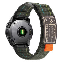 (Style Green, Multicolor) HW For Garmin Fenix 7 Fenix 7 Pro Nylon Sport Band QuickFit 22mm Adjustable Replacement Strap - Grey