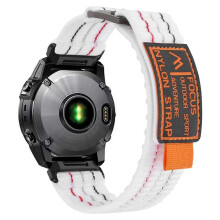 (Style White, Multicolor) HW For Garmin Fenix 7 Fenix 7 Pro Nylon Sport Band QuickFit 22mm Adjustable Replacement Strap - Grey