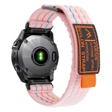 (Style Pink, Multicolor) HW For Garmin Fenix 7 Fenix 7 Pro Nylon Sport Band QuickFit 22mm Adjustable Replacement Strap - Grey