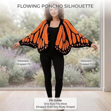 Women'S Butterfly Knit Cardigan Open Front Crochet Sweater Irregular Wing Cloak Shawl Tops Dark Lake