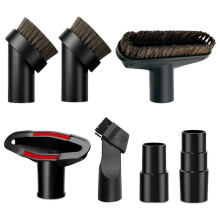 7Pcs Vacuum Brush Attachment & Adapter 1.25 Inch Soft Horsehair Round Brush Vacuum Floor Brush Upholstery Tool