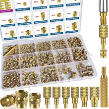 513 Pcs SAE Brass Threaded Inserts Assortment Kit, , 2-56 4-40 6-32 8-32 10-32 1/4"-20