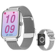 (Silver, Multicolor) DTV1 1.74 inch AMOLED Display Smart Watch Bluetooth Call Fitness Tracker Smartwatch with Steel / S