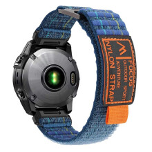 (Style Dark Blue, Multicolor) HW For Garmin Fenix 7 Fenix 7 Pro Nylon Sport Band QuickFit 22mm Adjustable Replacement Strap - Grey