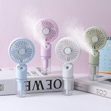 (Light White-Blue) Portable Rechargeable Mini Spray Handheld Fan, 2 Pcs Cool Mist Misting Fan for Outdoor Beach Travel