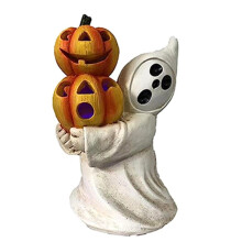 Halloween Pumpkin Figurines Rustic Resin Halloween Statue Pumpkin Figurines Novelty Halloween Decorations A