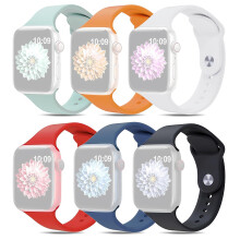 (Style F Apple Watch Series 9 4, Multicolor) For Apple Watch 8/7 41mm/SE/6/5/4 40mm/ 3/2/1 38mm AW 6pcs Adjustable Silicone Smart Watch Bands