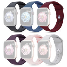 (Style B Apple Watch Series 9 4, Multicolor) For Apple Watch 8/7 41mm/SE/6/5/4 40mm/ 3/2/1 38mm AW 6pcs Adjustable Silicone Smart Watch Bands