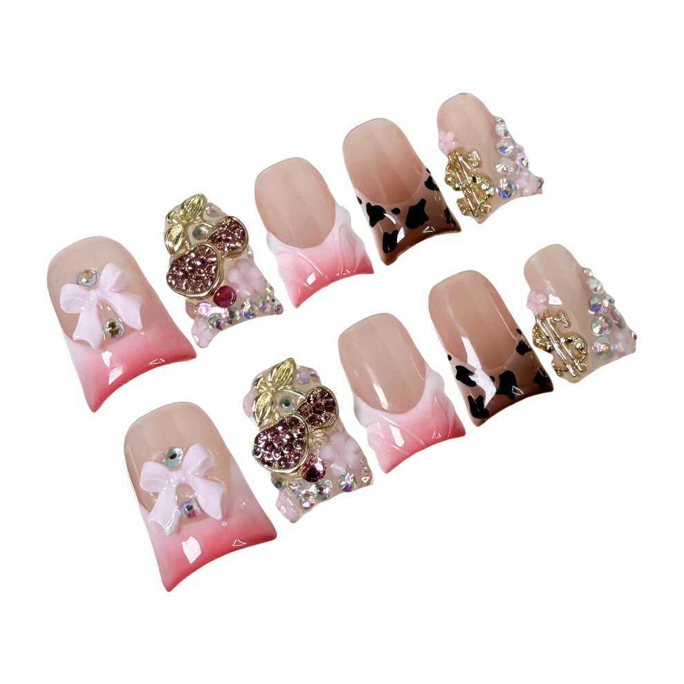 Hue-Grain (S) French Tip Duck Nails - Durable & Stylish