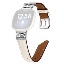 (Style E Fitbit Versa 3, Apricot) For Fitbit Versa 3/4/Sense/Sense 2 Silver Buckle Watchband Butterfly Connector Strap