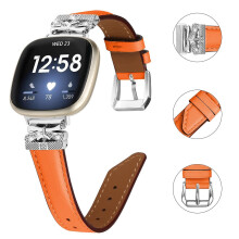 (Style B Fitbit Versa 3, Orange) For Fitbit Versa 3/4/Sense/Sense 2 Silver Buckle Watchband Butterfly Connector Strap