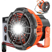 Portable Camping Fans Lantern for Tents, Tent Fan Rechargeable with Remote Control, Quiet and Powerful Personal USB Desk Fan for Outdoor Cam
