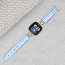 (Style D Fitbit Versa 3, Blue) For Fitbit Versa 3/4/Sense/Sense 2 Silver Buckle Watchband Butterfly Connector Strap