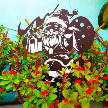 Weihnachtliche Gartenzwerge Aus Eisen, Gras-Silhouette, Gartenpfähle, Weihnachtsmann, Erdungsdekoration, Metallhandwerk B