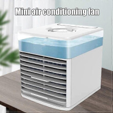 Mini Air Conditioner Fan, Portable Mobile USB Charging Air Cooler, with 7 LED Lights, 3 Adjustable Speeds