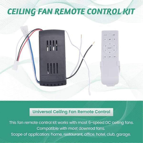 Universal Ceiling Fan Remote Control Replacement Kit with 6-Speed Settings & Timer Function, Fits Most DC Ceiling Fans and Lights up to 50W 1