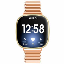 (Style C Fitbit Versa 4, Pink gold) For Fitbit Versa 4/Sense 2 Watch Band Stainless Steel Hollow Adjustable Wrist Strap