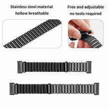 (Style A Fitbit Versa 4, Black) For Fitbit Versa 4/Sense 2 Watch Band Stainless Steel Hollow Adjustable Wrist Strap