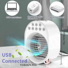 Portable , Personal Air Cooler, Mini Portable Air Cooler Portable Personal Air Conditioning Fan Mobile Cooler 3 Speeds (White) hwy 26-2