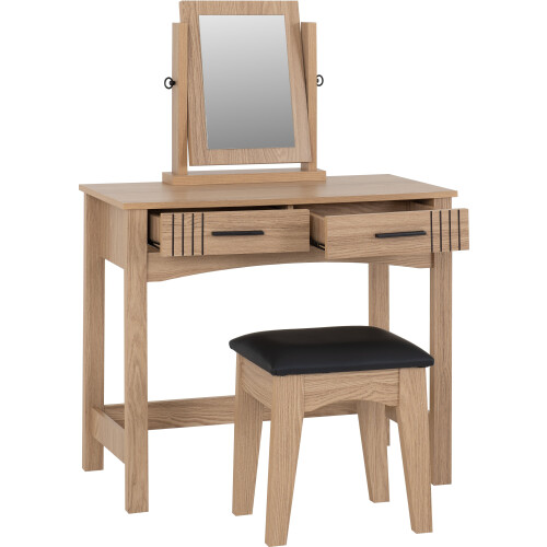 Seconique Tessa 2 Drawer Dressing Table Set Natural Oak 2
