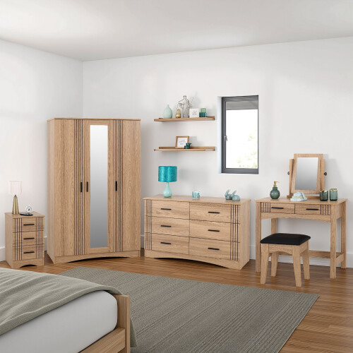 Seconique Tessa 2 Drawer Dressing Table Set Natural Oak 1
