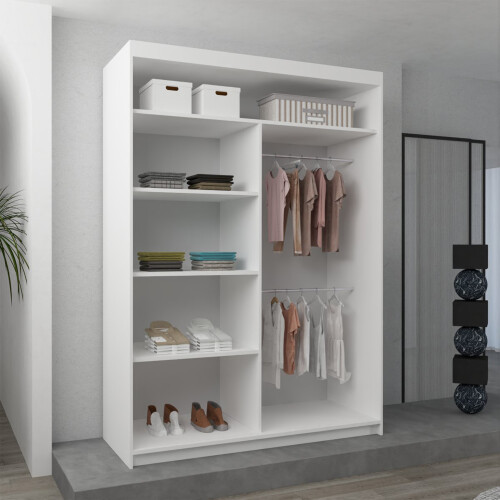 MN Furniture (120cm, White ) Eclipse Double Mirror Sliding Door Wardrobe 2